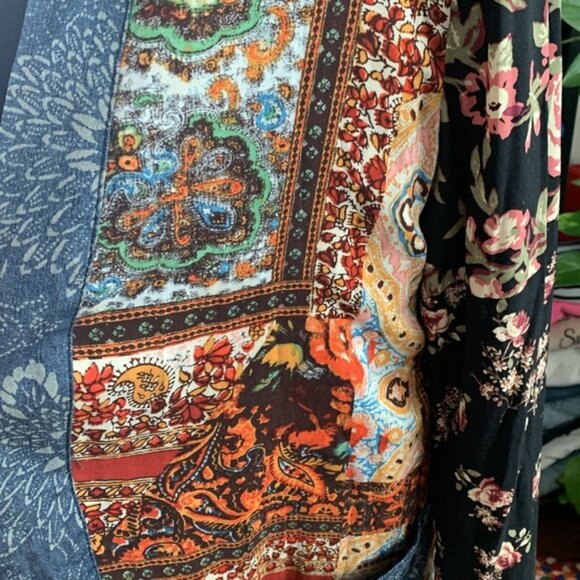 Free People Open Front Songbird Patched Duster Coat - L - Picture 4 of 6